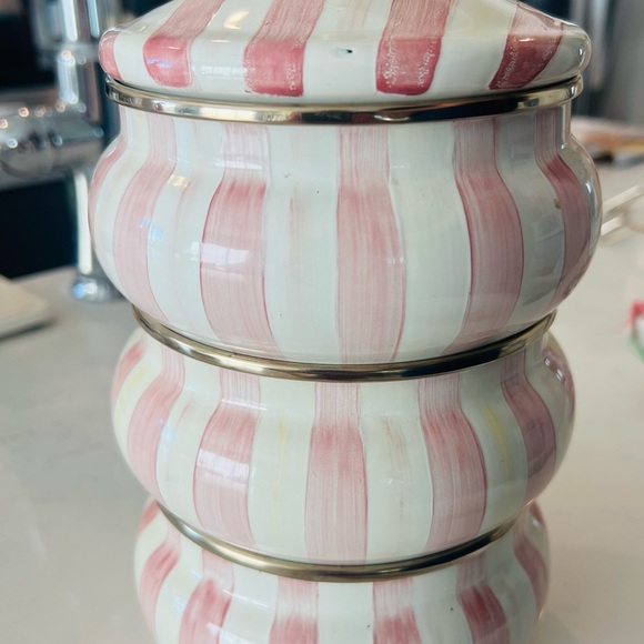 RARE Mackenzie-Childs Bathing Hut Pink and White Stripe Canister set - Picture 3 of 5